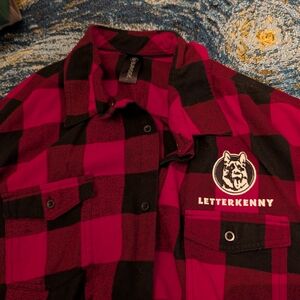 Burnside Red and Black Plaid Flannel Shirt